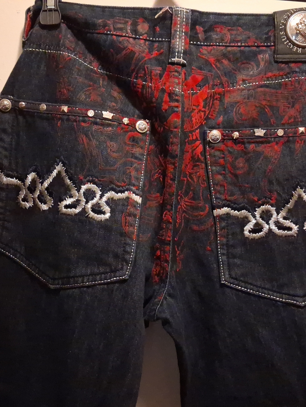 Crown Dark Wash "Regius Vestis" Double Snake Embroidered Dark Wash